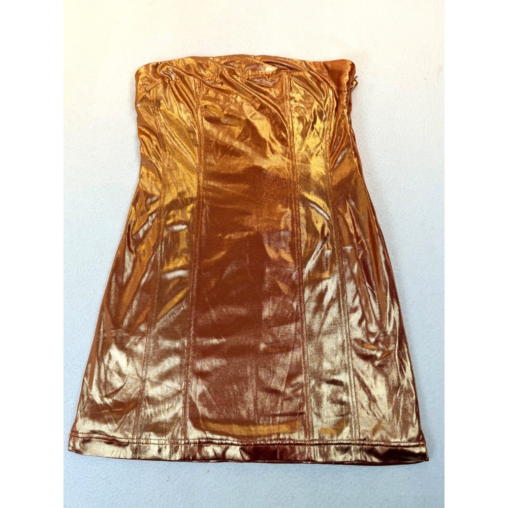 Urban Outfitters Strapless Dress Women S Copper Metallic Stretch Party